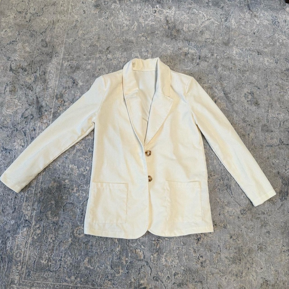 Cream Blazer with Button Details